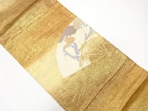 アンティーク　扇に笠松模様刺繍袋帯（材料）